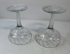 Vintage Clear Champagne Glasses 4 3/4″ Set of 2 Star Burst design