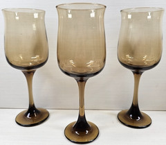 11 Libbey Connoisseur Tawny Water Goblets Set Vintage Elegant Stemware Retro Lot