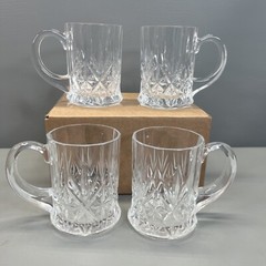 CRISTAL D’ARQUES DURAND Chantilly Taille Beaugency MUG Glass SET Coffee Set 4