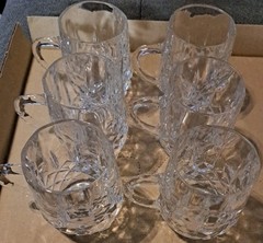 Lot Of 6 Vintage Kristal Zajecar Crystal Tea / Coffee Mugs Made in Yugoslavia