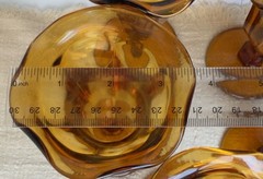 Vintage Amber Glass Dessert Cups Set 5 Pedestal Ruffled Edge Sundae Parfait