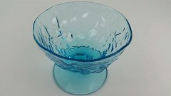 (7) Vtg Seneca Driftwood Casual Peacock Light Blue Low Sherbet Dessert Compotes