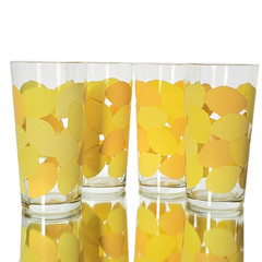 VTG Libbey Lemon Yellow Glass Tumblers Set of 4 Large 16oz Iced Tea Glasses 6.5″