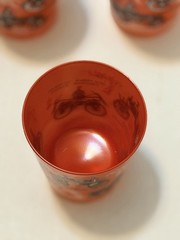 Vintage Fire Engine Frosted Shot Glass Red Firefighter Barware New York Veteran