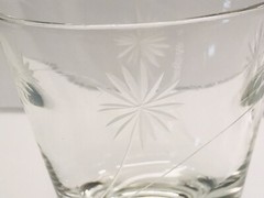 Vintage Cordial Glasses Atomic Star Burst Etched Glass 2 oz Set Of 4