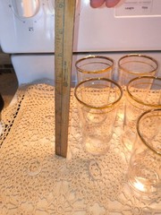 Vintage Set of 10 Federal Glass Company Tumblers and Rock Glasses, Gold Tr 1950s