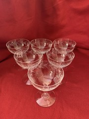 Fostoria Holly Clear Crystal Champagne/Tall Sherbet Glasses Set Of 6 Retired