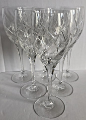 Mikasa English Garden Wine Glasses 9″ Cut Crystal Etched Flowers 10 Oz Set of 6