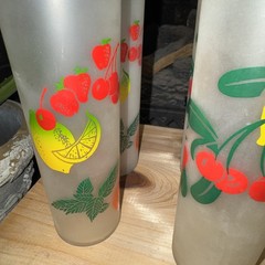 Set Of 8 VTG Federal Glass Tall Frosted Fruit Highball Tom Collins MCM Glasses