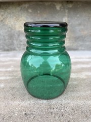 4 Vintage Weston Louie ‘Chico Marx’ Emerald Green Glass w/ Platinum Rings 2.5 oz