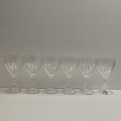 6) Mikasa Park Lane Bling Crystal Water / Wine Goblets Glasses 6 3/4” 8oz Xlnt!!