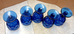 5 Imperial Glass Provincial Cobalt Blue Goblets 7oz stand 5 3/4″h x 3 3/8″d