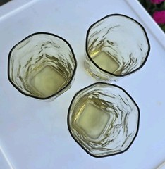 Set of 3 Morgantown Crinkle Glass TOPAZ 10oz Flat Tumblers EUC
