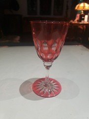 Wine Glass, American Brilliant Period Cranberry Red Cut to clear Crystal Webb?
