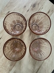 Set of 4 Vintage Anchor Hocking Depression Glass pink cordial/juice glasses