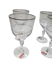 Fostoria Renaissance Crystal Water Goblets Platinum Trim Lot Of 4