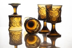 4 Goblets Noritake Spotlight Walnut Brown Water VTG 9 Ounce Bar Glass