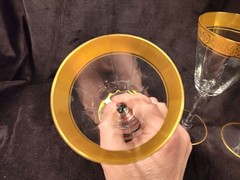 3 Tiffin Franciscan Glass Goblets Paneled Gold Band