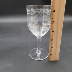 Rare HTF Central Glass Works Floral Trumpets Water Wine Paneled Goblet Glass(es)