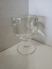 Bartlett Collins Glass Thumbprint Clear Mold Blown Antique 6″ Goblet 1915-80 #1