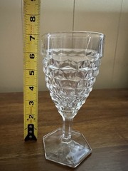 American Fostoria Vintage Water/Wine Gobbles Hex Footed Perfect Clarity Set Of 8