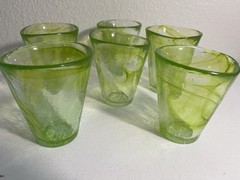 Kosta Boda Mine Set of 6 Lime Green Swirl Tumblers UHV Ulrica Hydman Vallien