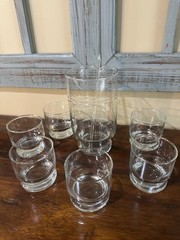 Vintage Princess House ~ Cocktail Martini Set #407 Mixer 6 Glasses & Stirrer
