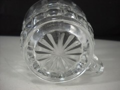 Vintage Clear Glass Punch Bowl Footed Glasses Handle Cube Block Pattern Set of 7