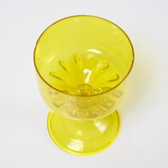Yellow Wide Antique Glass Wine Water Goblet Bulb Stem Barbara Walters 5.5″h
