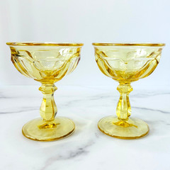 💠 Imperial Glass Old Williamsburg Yellow Champagne Sherbet Glasses Set of 2