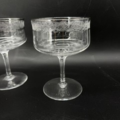 Lenox Moonspun Etched Platinum Rim Crystal Set 4 Champagne Coupes Tall Sherbets