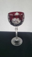 Vintage German Ruby Cut-to-Clear Lead Crystal Wine Hock Glass 7⅝» – single piece