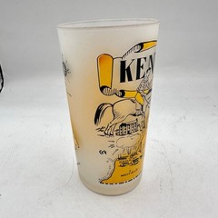 Vintage Kentucky State Souvenir Glass Frosted Tumbler Hazel Atlas MCM Cowboy