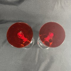 2 VTG HUTSCHENREUTHER RUBINO WINE GLASSES Goblets STEM RUBY Red TWIST ART 9 1/4”