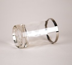 Vintage Swirl Optic Juice Tumbler Glasses Set of 6 Silver Rim Glassware