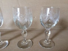 5 Glasses Etched Thouvenin Vierzon Height 3 11/16in