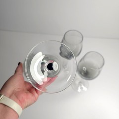 Set of 3 Pier 1 Smoke Crackle White Wine Glasses Elegant Clear Drink Stemware