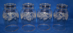 4 VTG Libbey Frosted Etched Pine Cones Tumbler Glass Gold Rim Winter Christmas