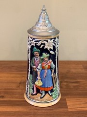 Vintage German Beer Stein Ceramic Lidded 0.5 Liter