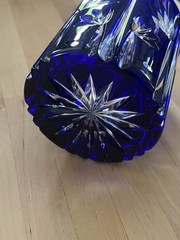 Cobalt Blue Cut To Clear Cocktail, Drinking Glass