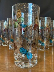 Georges Briard Butterfly Highball Tumblers Set of 6 Unsigned