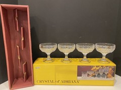 NEW Vintage Crystal d’ Adriana Luna Champagne Glasses Set of 4 Lead Crystal Yugo