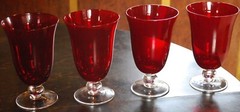 Set 4 LENOX HOLIDAY GEMS RUBY All Purpose Wine/Water Goblets Red Crystal 6 3/8″