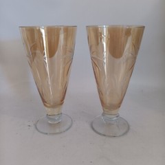 2 Lenox Glasses British Colonial Tradewind Palm Amber Luster Iced Tea Water