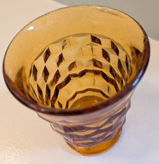 Vintage Indiana Glass Colony Whitehall Cubist Amber Juice Glass Midcentury