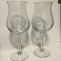Pair Of Elegant Crystal Wine Tasting Glasses, Made In France, Set Of 2, Tulipan