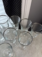 Vintage French Plantinum Rim Wine Glass Set Of 12+1 MCM Luminarc France 60s