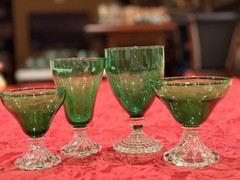 Classic MCM Anchor Hocking Burple Forest Green Glass Set Mixed Sizes 16pc