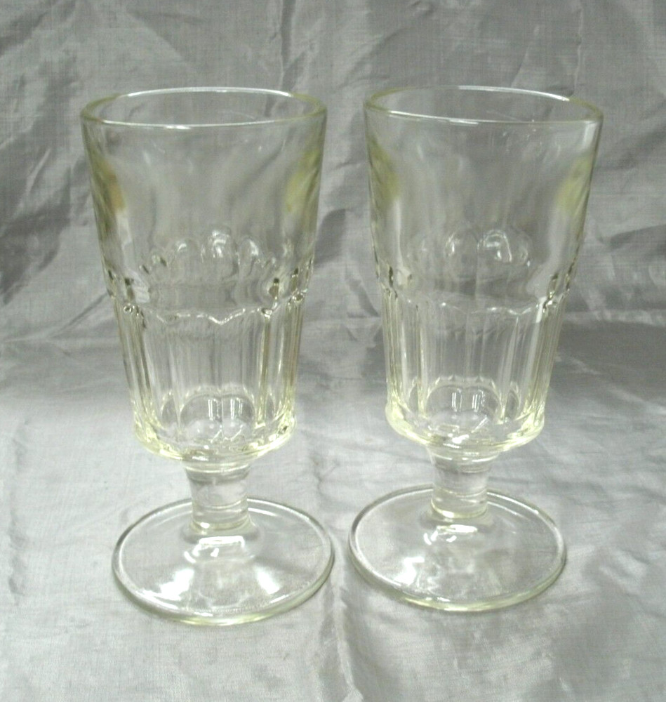 Vtg Indiana Glass #7346 Set of 2-8 5/8″ 16 oz Footed Beer Glasses Heavy NEW 2