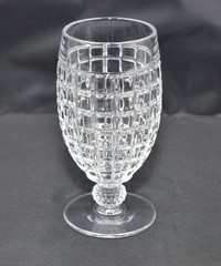 Heisey Glass Victorian Clear Iced Tea Footed Tumbler 6″ Cube Block Single Glass